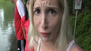 Piper Perri showing small tits outdoors