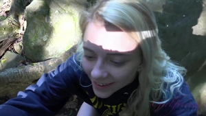 Petite blonde hair Riley Star hardcore in the forest in HD