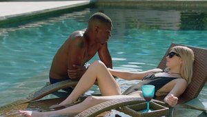 Hairy Arya Fae riding big black cock in public