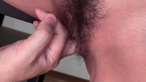 JavHub.com: Yuuki Narumiya in thongs fingering on the table